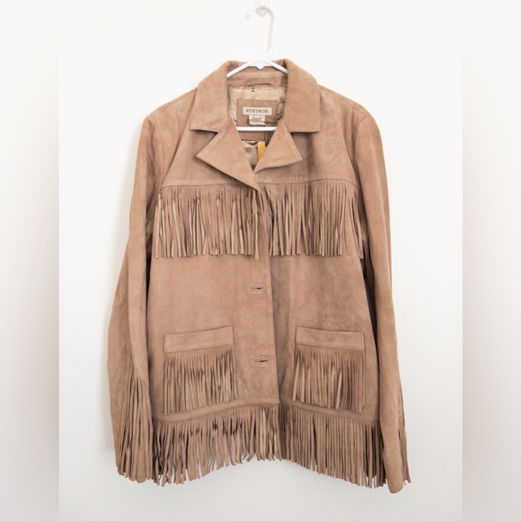 NWT Stetson Fringe Suede Leather Jacket Light Tan Size L - Picture 9 of 16